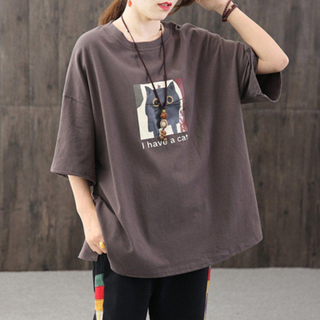 owl printed loose casual t-shirt