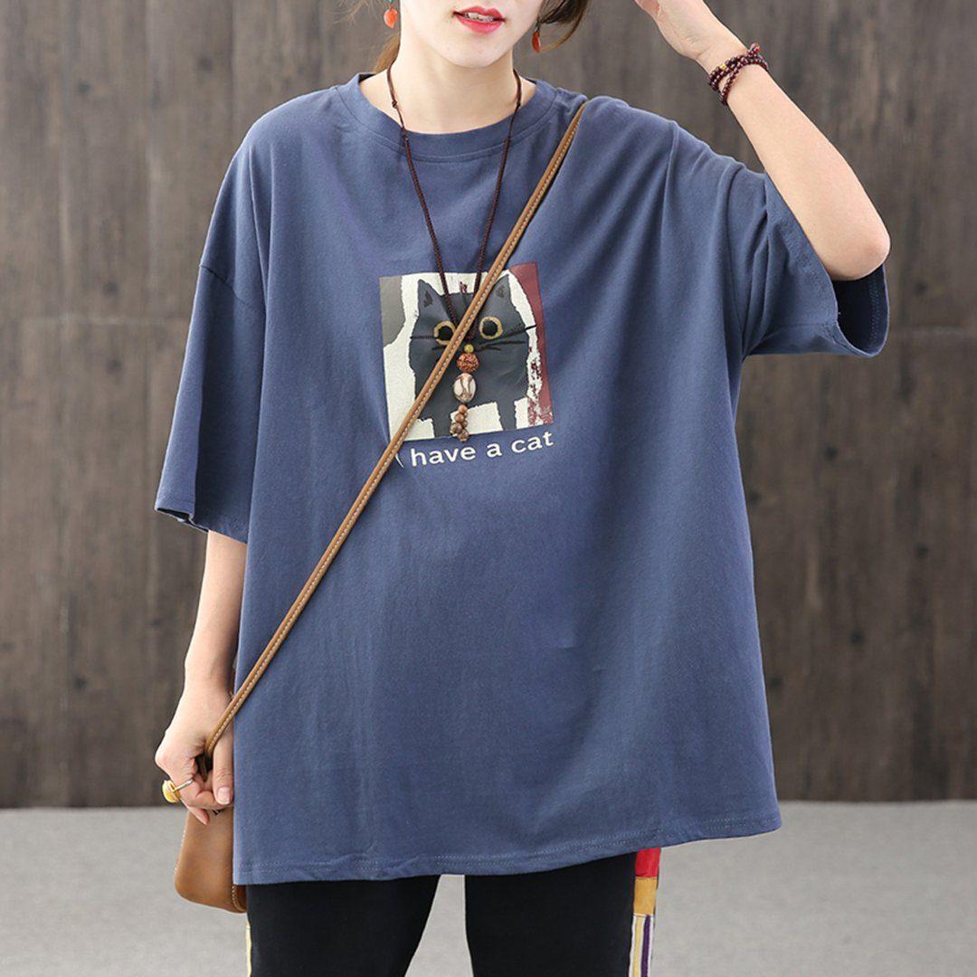 owl printed loose casual t-shirt