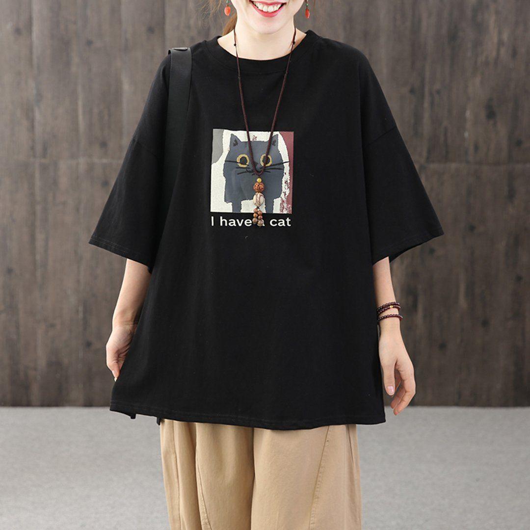 owl printed loose casual t-shirt