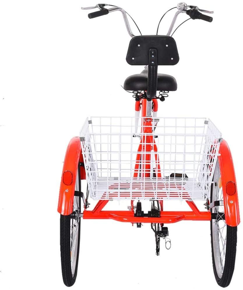 Tengma Adult Tricycle Bike, Three Wheel Cruiser Bike, Multiple Speeds, 24-Inch Wheels, Cargo Basket, Shopping W/Installation Tools Three-Wheeled Bicycle for Men and Women