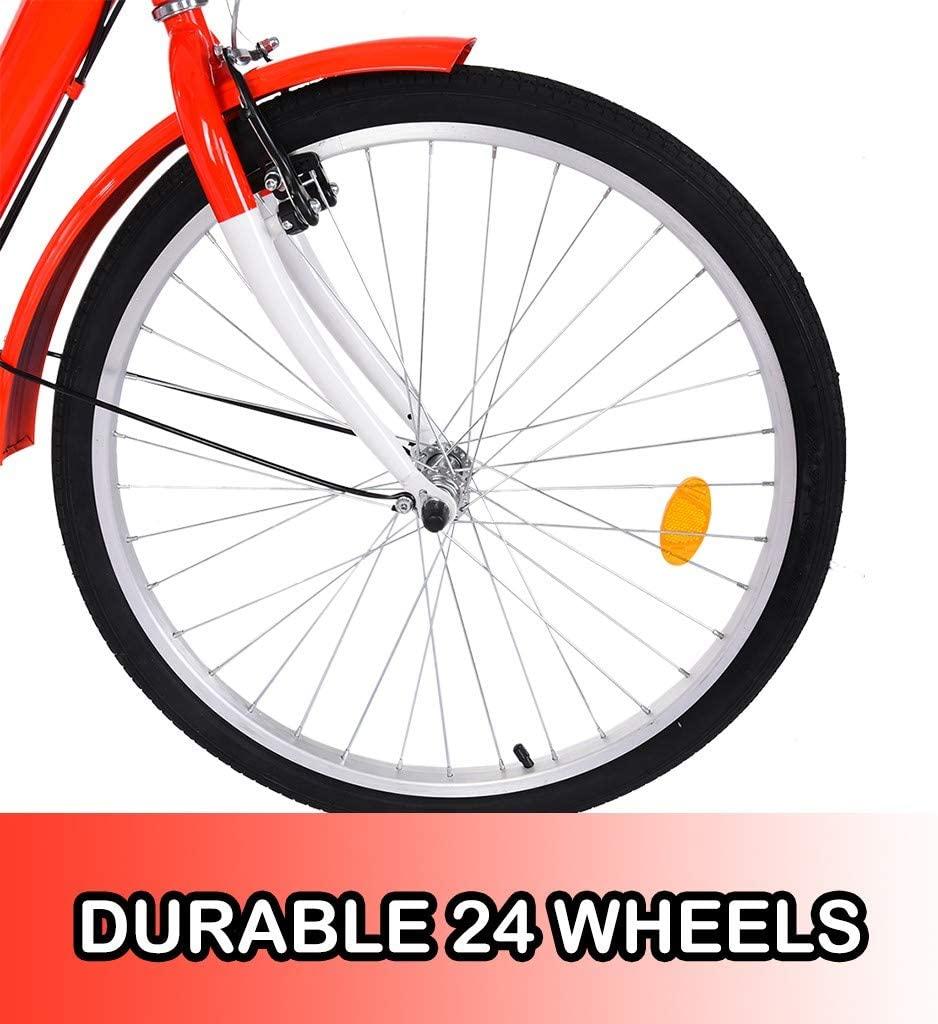 Tengma Adult Tricycle Bike, Three Wheel Cruiser Bike, Multiple Speeds, 24-Inch Wheels, Cargo Basket, Shopping W/Installation Tools Three-Wheeled Bicycle for Men and Women