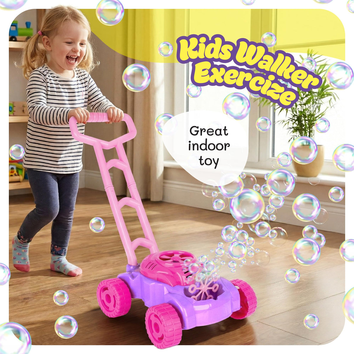 Bubble Lawn Mower for Toddlers 1-3, Bubble Machine for 1-Year-Old Girl Gifts, Toddler Outdoor Toys for 2-Year-Old Girl Birthday Gift, Push Summer Gardening Toys for Toddlers A1 2 3 +