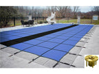 gli hyperlite rectangle solid pool safety cover w/ sure-flo drain &amp; wood anchors