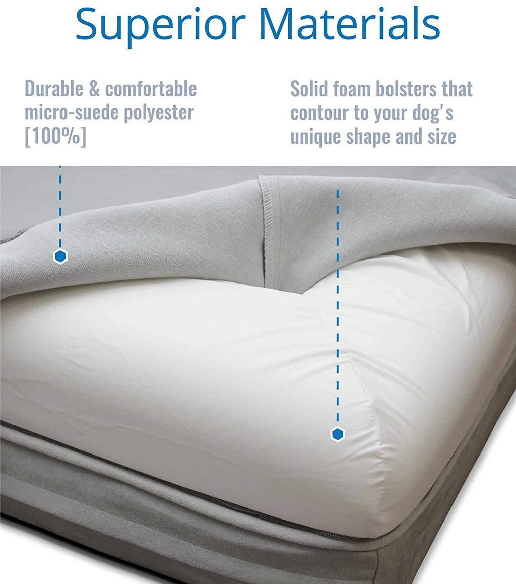 PetFusion BetterLounDog Bed w/ solid orthopedic Memory Foam, Waterproof foam liner, &amp; YKK zippers. (Easy clean, removable micro-suede cover). 1 yr Warranty