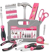 Tool Kit, General Household Hand Tool Set with Toolbox StoraCase, All-in-One Compact Toolkit for DIY & Dorm Use, Pink | 38pc, everyday fixes made easier, organized portable storage, beginner-friendly selection, apartment and office tasks, t