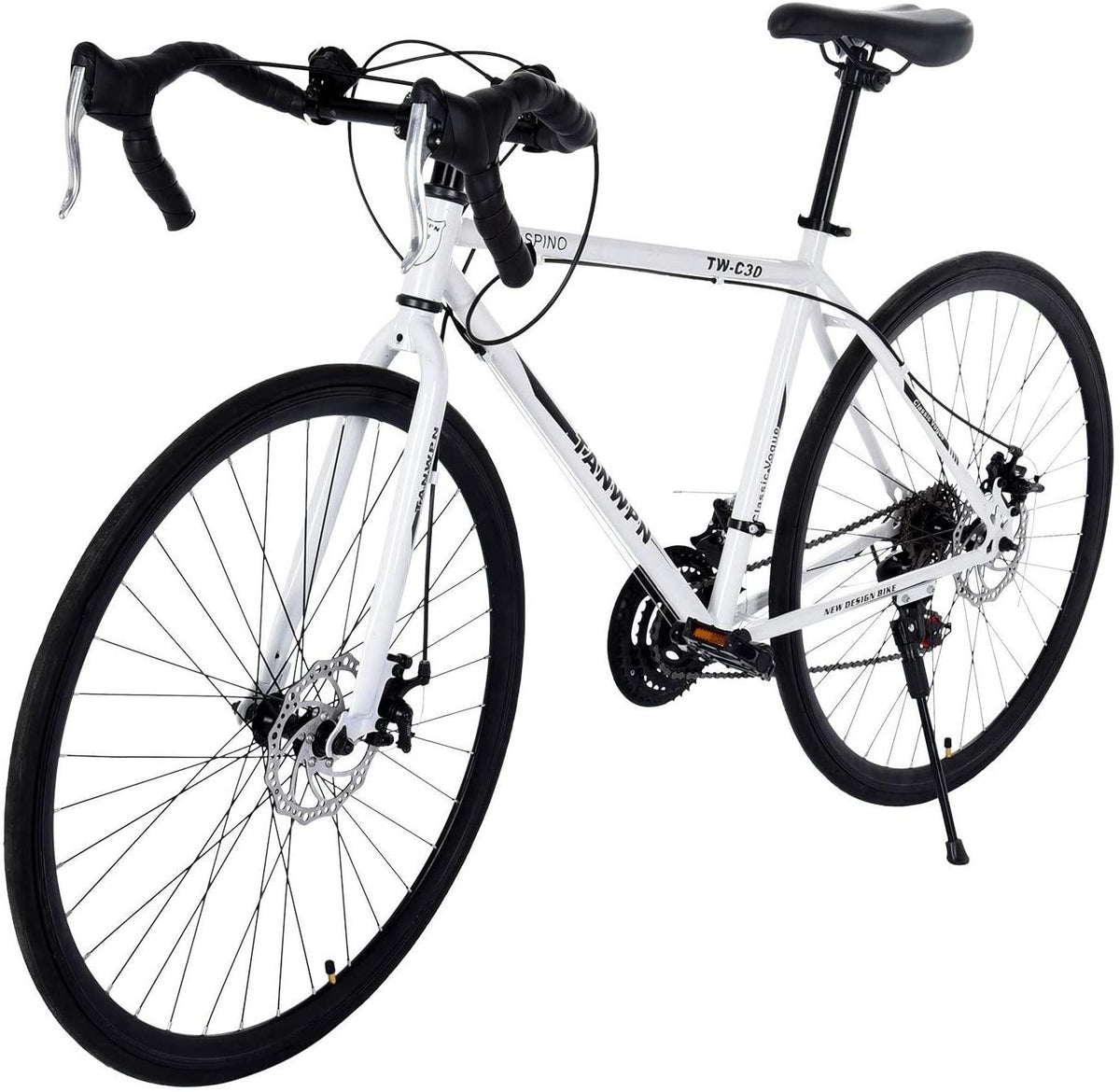 Belone 21 Speed Road Bike, 700C Wheels Road Bicycle Dual Disc Brake, Aluminum Full Suspension Bicycles, Perfect for Road Or Dirt Trail Touring, Small