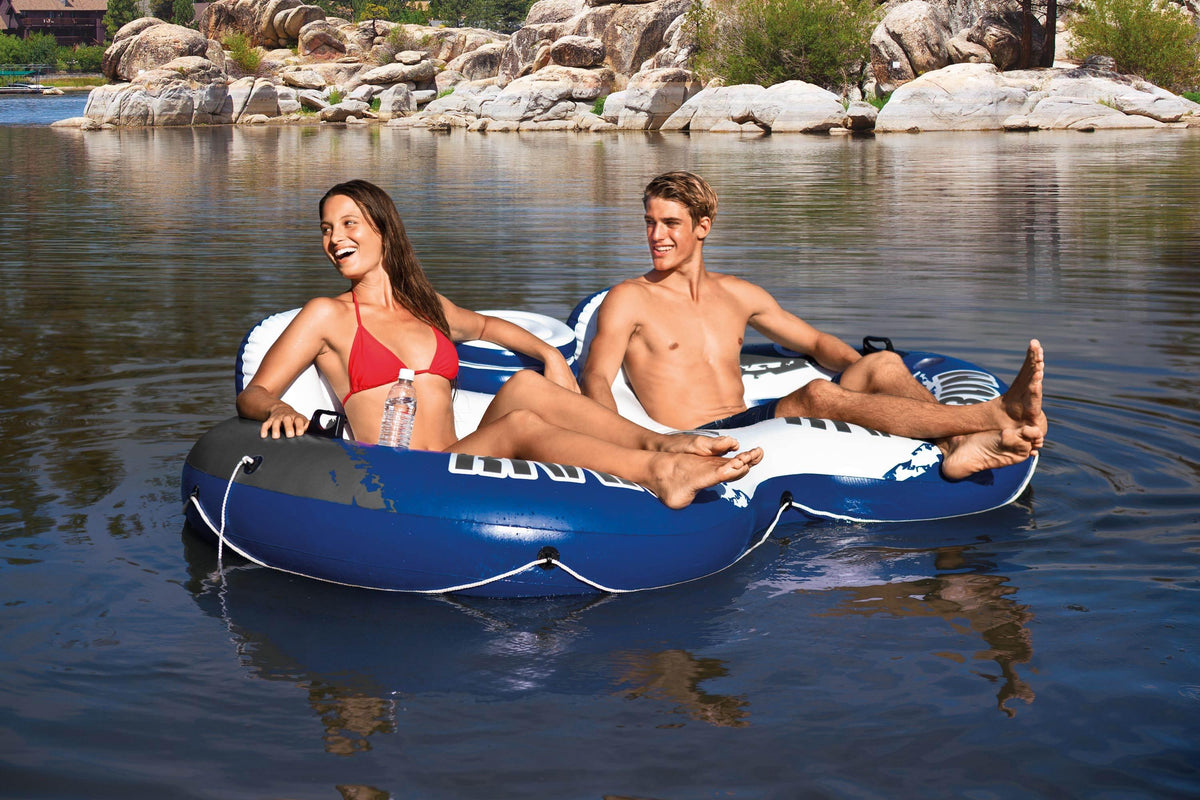 River Rat 48-Inch Inflatable Tube Raft (6 Pack) &amp; 2 Person Float (2 Pack)