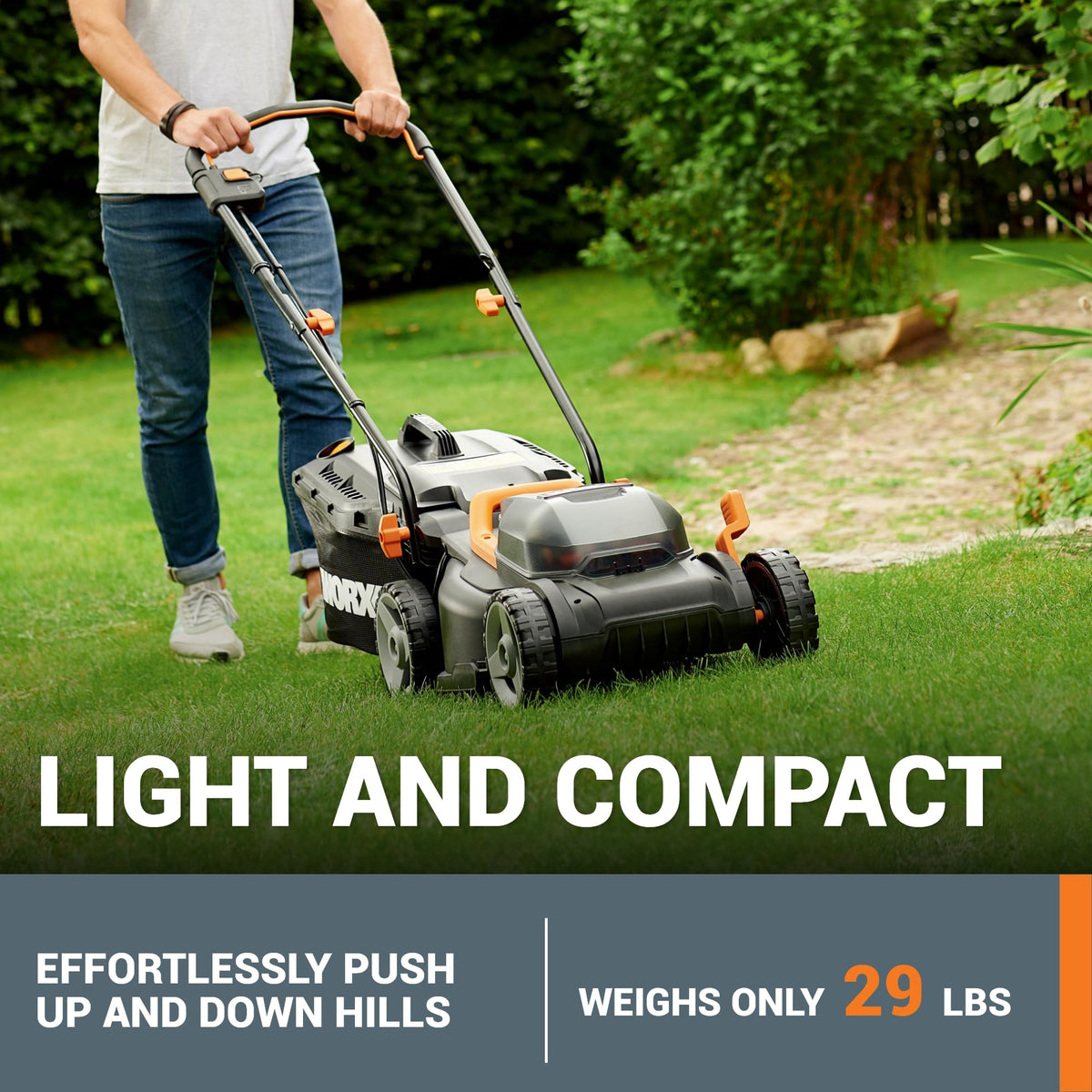 14" Cordless Lawn Mower, 2 in 1 Electric Mower Cuts Quietly, Compact &amp; Lightweight Push Lawn Mower with 6-Position Height Adjustment for Small Yards, 2 Batteries &amp; Charger Included, WG779