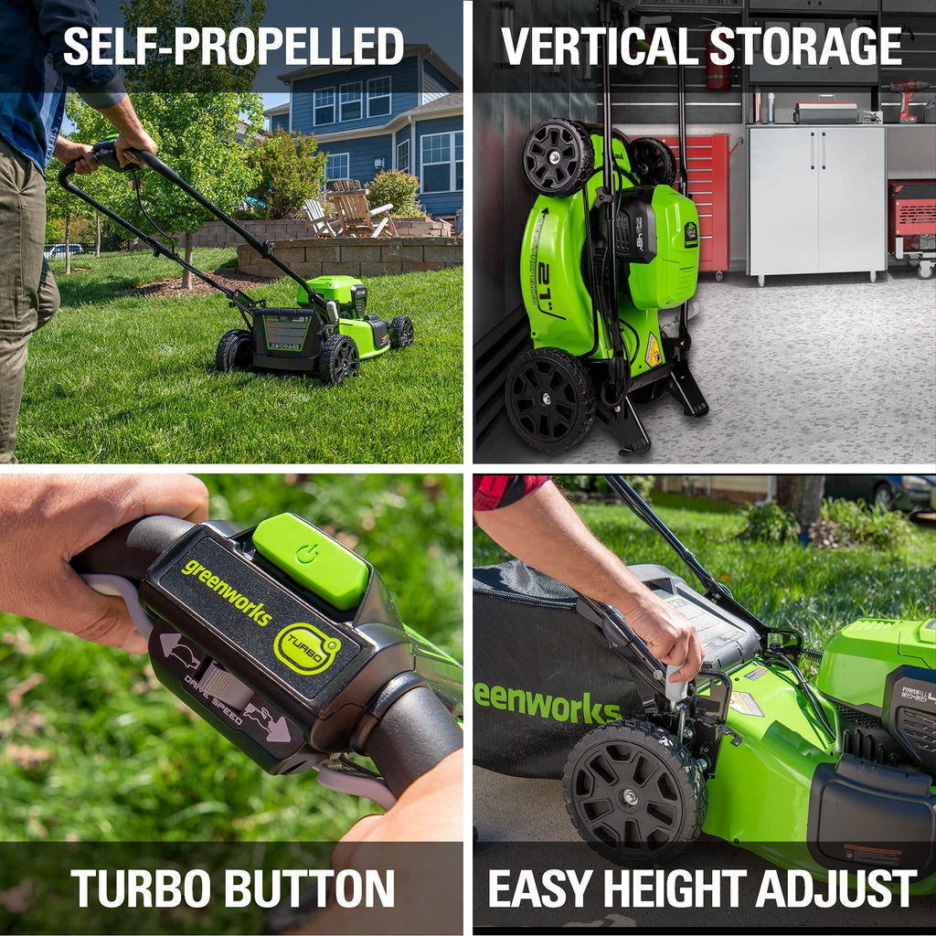 48V (24V x 2) High - Performance Cordless Yard Tool Combo: 21" self propelled lawn mower, 12" Trimmer &amp; Blower, with 3 Batteries &amp; 2 Chargers