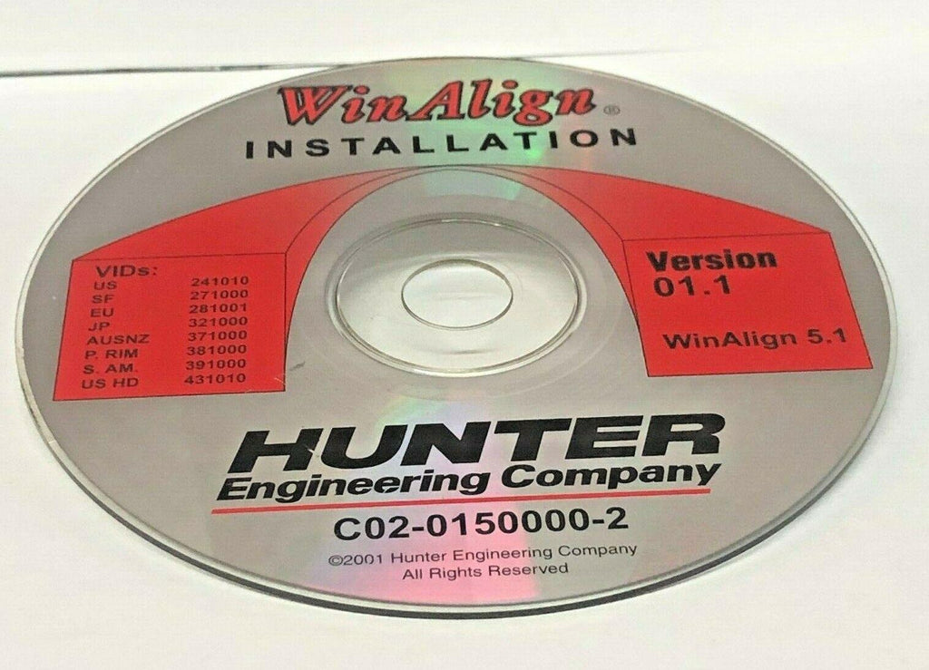 Version 01.1 Hunter Engineering WinAlign Alignment Installation CD Software P89
