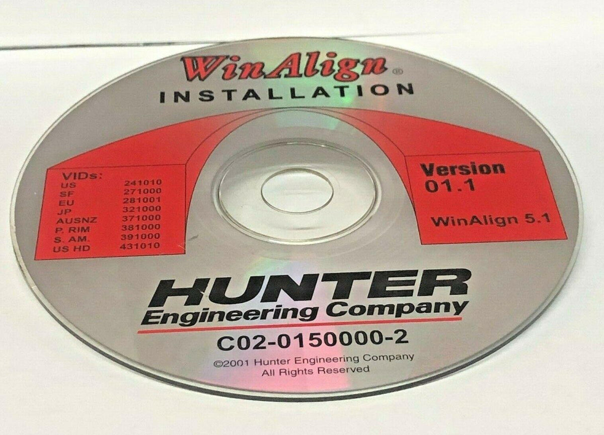 Version 01.1 Hunter Engineering WinAlign Alignment Installation CD Software P89