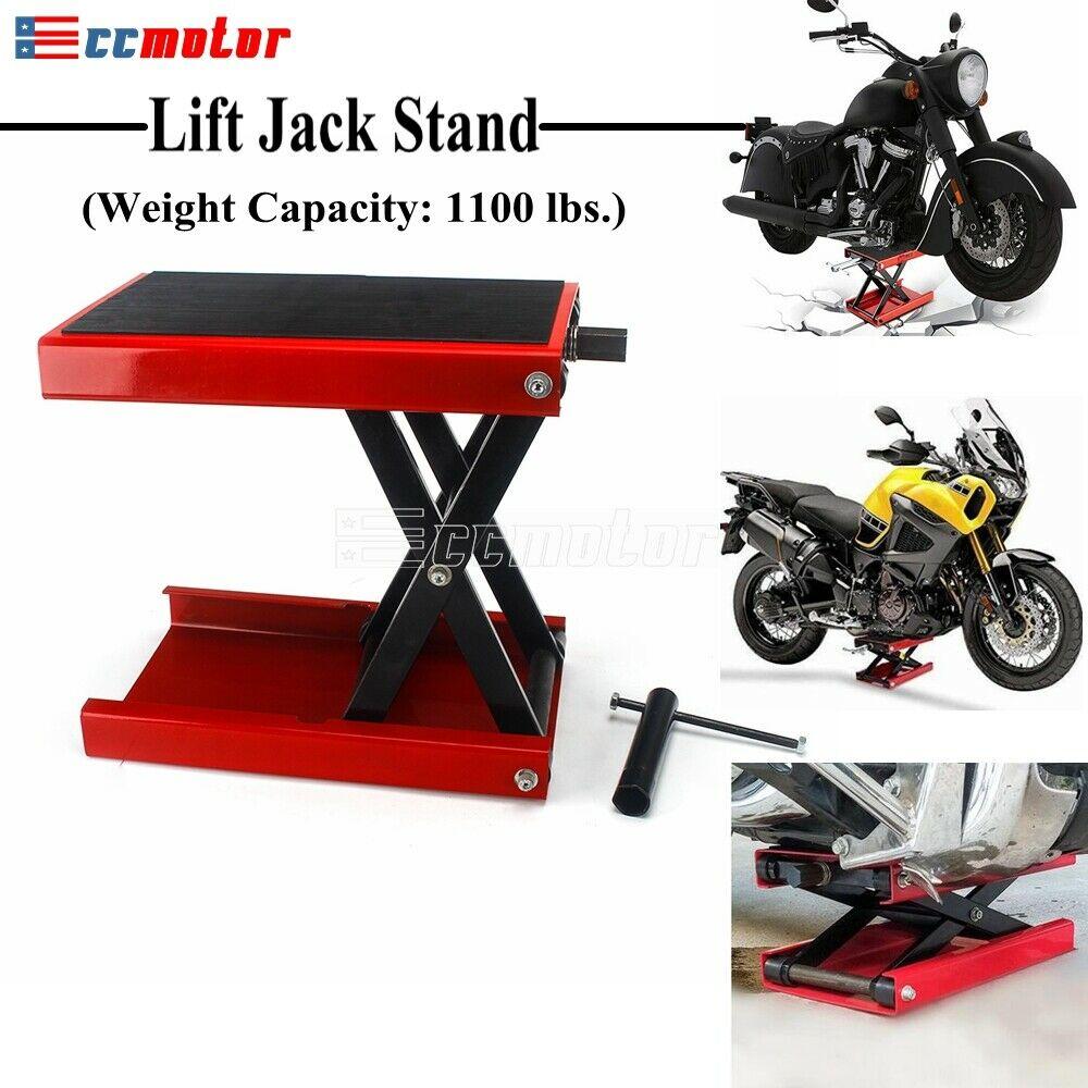 1100LB Wide Deck Motorcycle Center Scissor Lift Jack Hoist Stand Bike ATV Red