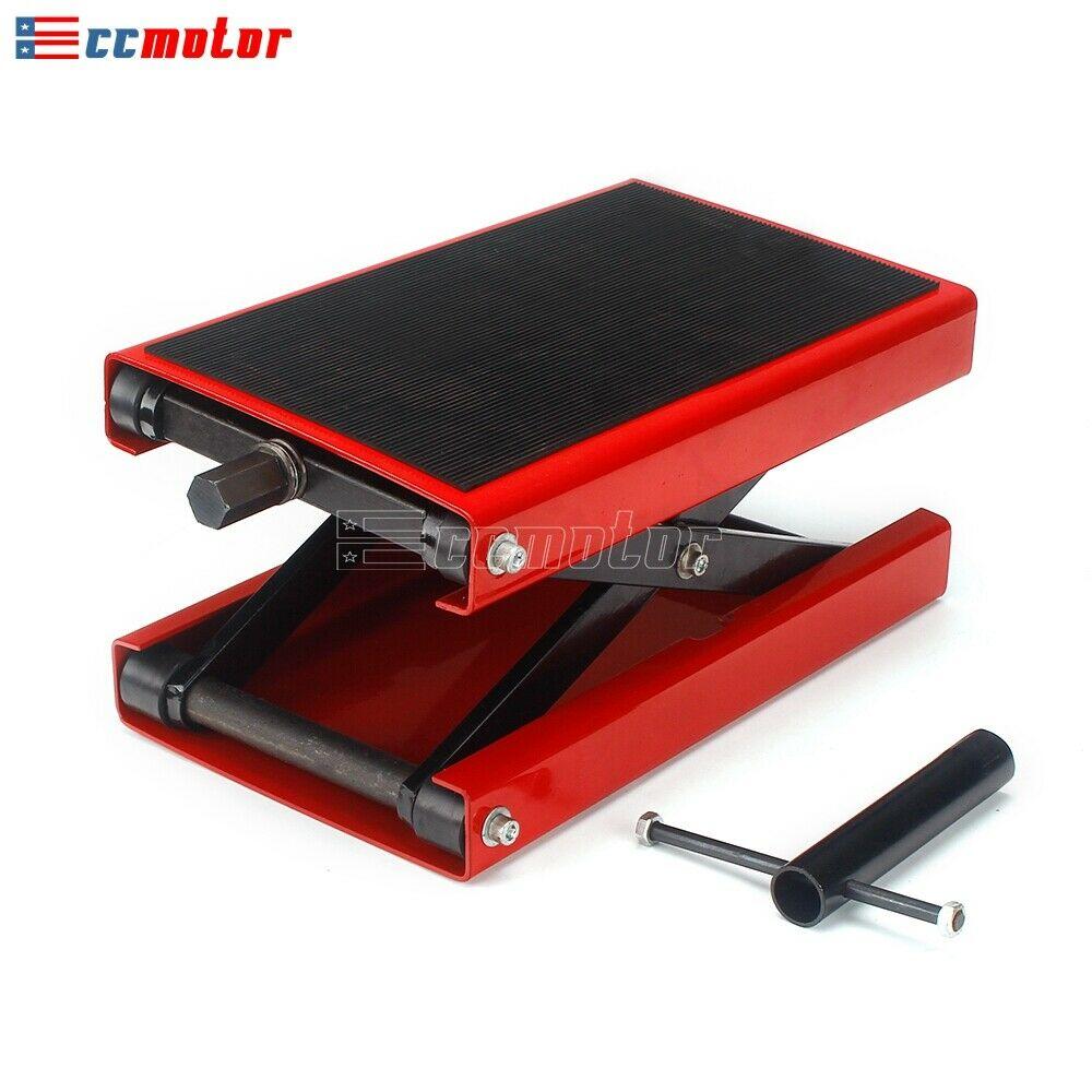 1100LB Wide Deck Motorcycle Center Scissor Lift Jack Hoist Stand Bike ATV Red