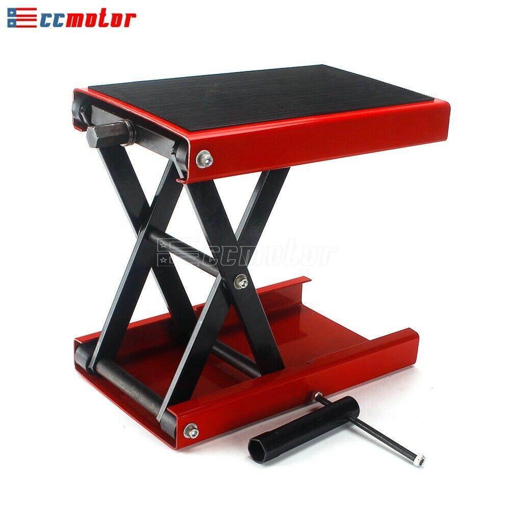 1100LB Wide Deck Motorcycle Center Scissor Lift Jack Hoist Stand Bike ATV Red