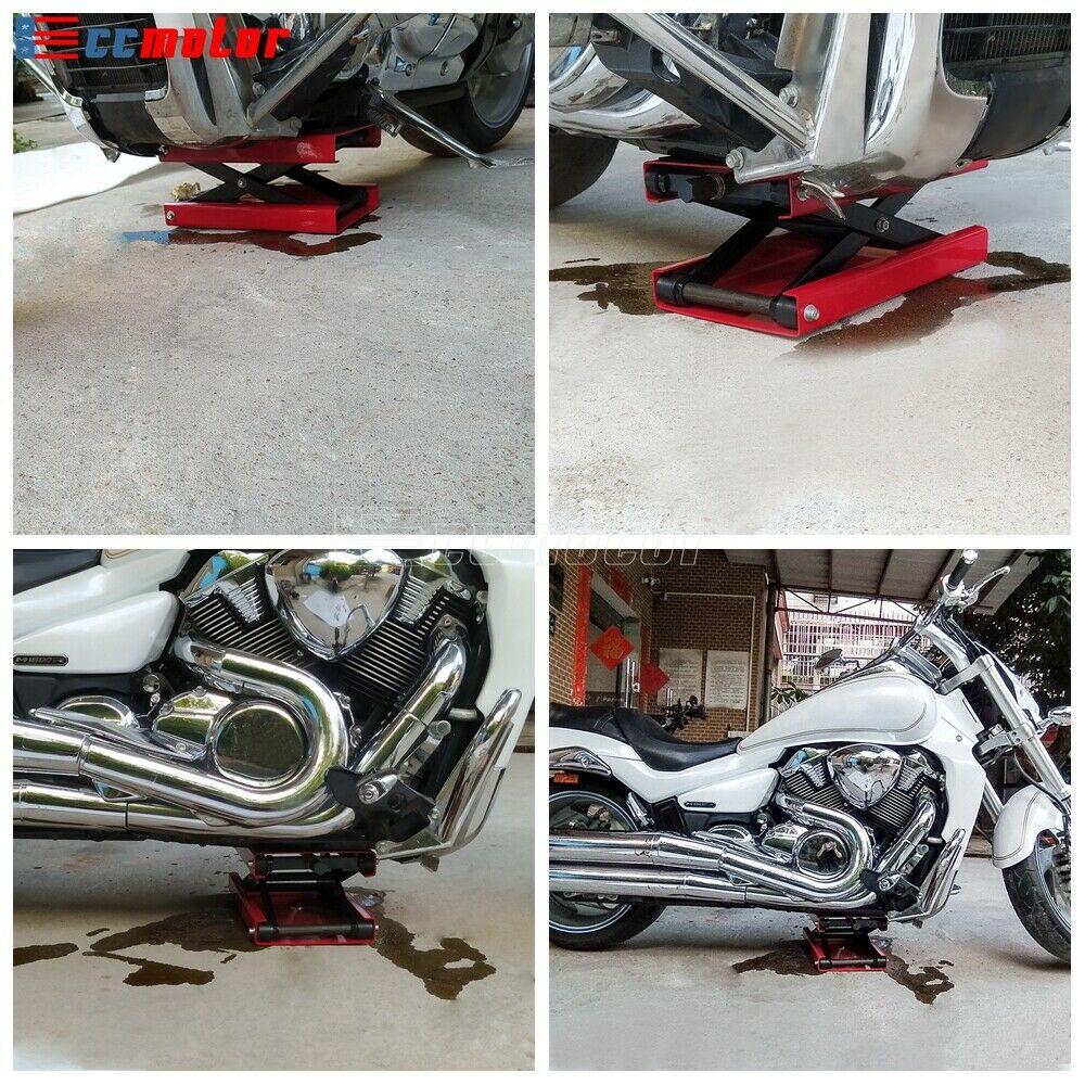 1100LB Wide Deck Motorcycle Center Scissor Lift Jack Hoist Stand Bike ATV Red