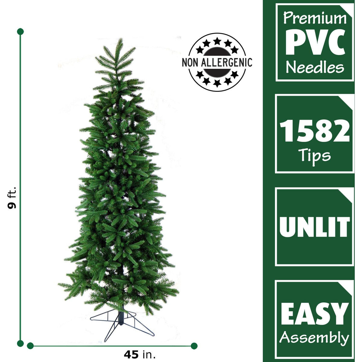 Fraser Hill Farm Green Hinged Pine Christmas Tree, 9'