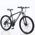 XunLiu 21 Speed 26-inch Wheels Mountain Bike Dual Disc Brake Bicycles Road Bicycle Suitable for Outdoor Riding Adults and Teenagers-US Stock (Black-Blue)