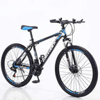 XunLiu 21 Speed 26-inch Wheels Mountain Bike Dual Disc Brake Bicycles Road Bicycle Suitable for Outdoor Riding Adults and Teenagers-US Stock (Black-Blue)