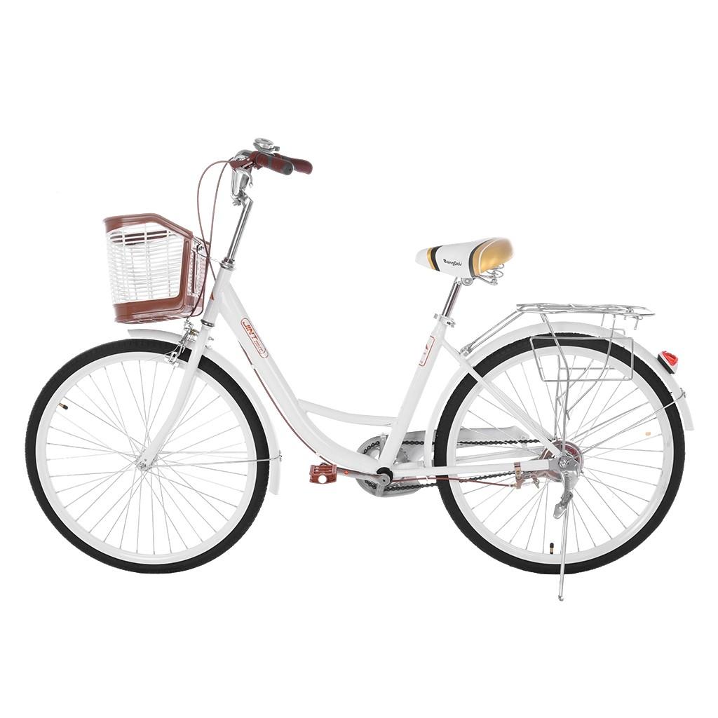Oxodoi Cruiser Bikes for Women with 26" Wheels and Comfortable Bike Seat, Adult Single Speed Bike, White