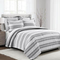 Lush Decor Farmhouse Striped 5 Piece Comforter Sets, Full/Queen with Pillow Shams, Euro Shams