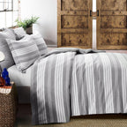 Lush Decor Farmhouse Striped 5 Piece Comforter Sets, Full/Queen with Pillow Shams, Euro Shams