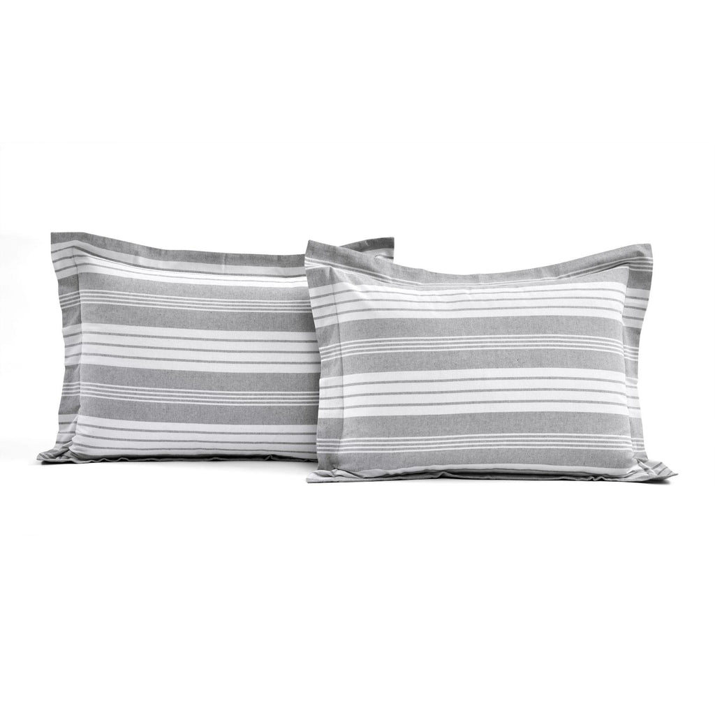 Lush Decor Farmhouse Striped 5 Piece Comforter Sets, Full/Queen with Pillow Shams, Euro Shams
