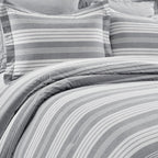 Lush Decor Farmhouse Striped 5 Piece Comforter Sets, Full/Queen with Pillow Shams, Euro Shams