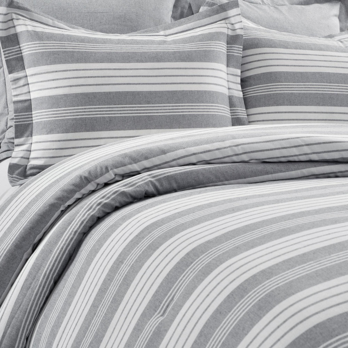 Lush Decor Farmhouse Striped 5 Piece Comforter Sets, Full/Queen with Pillow Shams, Euro Shams