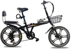 CHICAI Bike 7-Speed Folding Portable Bicycle with 16"/20" Wheels, High Carbon Steel Body, Disc Brake, Back Rack (Color : Black, Size : 20in)
