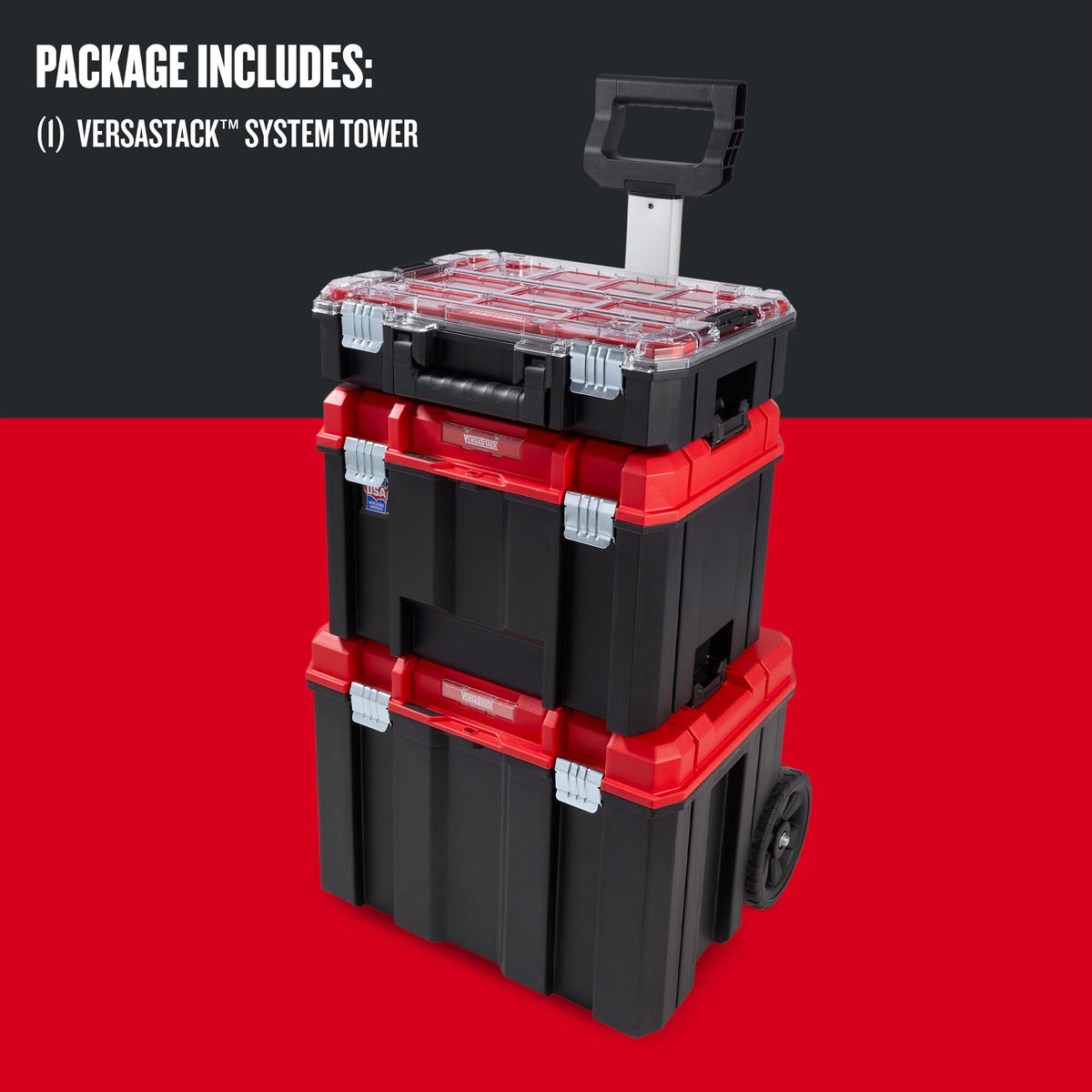 VERSASTACK 17.126-in Metal Wheels Lockable Tool Box