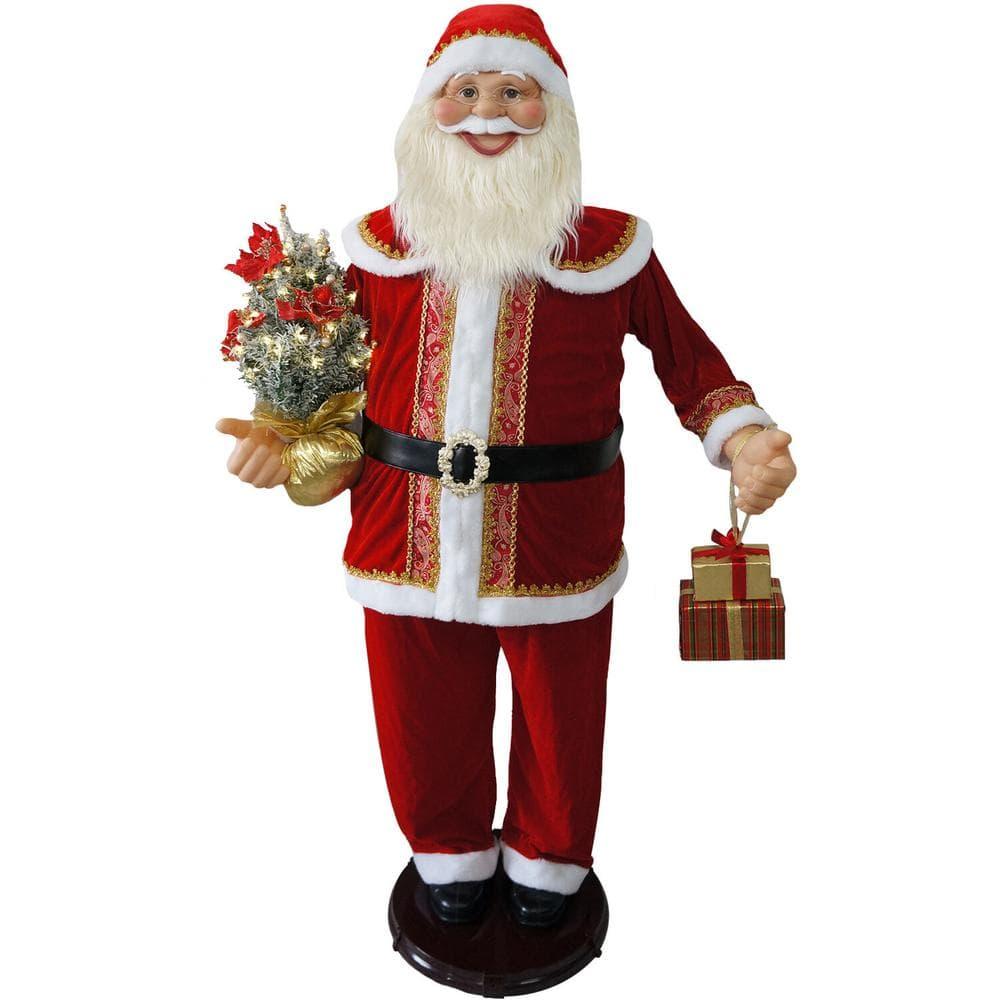 58 in. Dancing Christmas Santa Claus with Prelit Christmas Tree and Wrapped Gifts