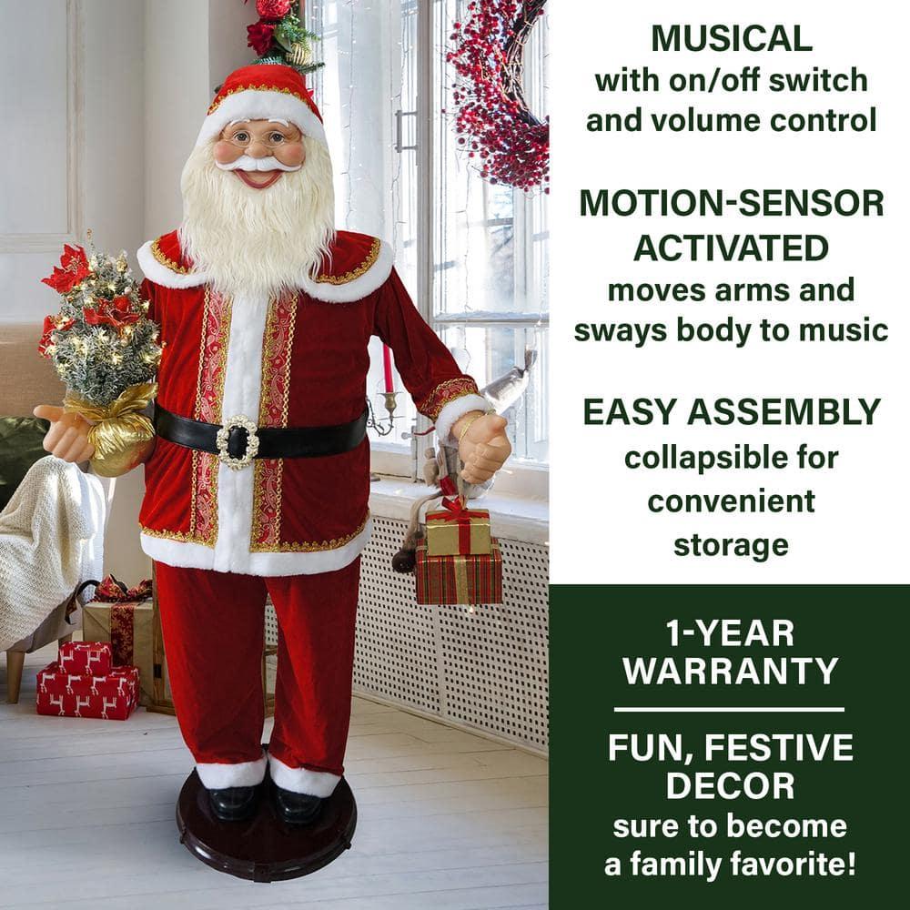 58 in. Dancing Christmas Santa Claus with Prelit Christmas Tree and Wrapped Gifts