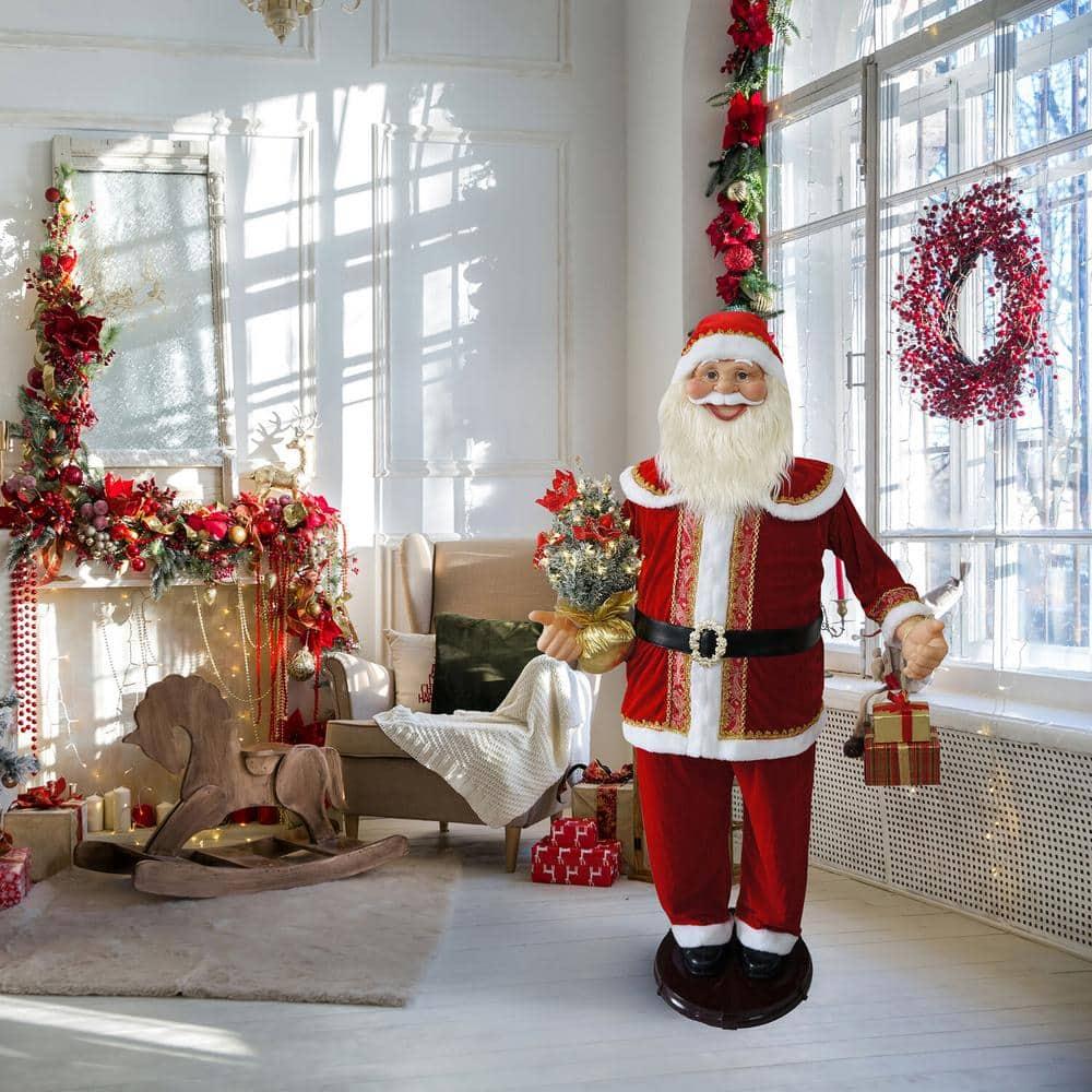 58 in. Dancing Christmas Santa Claus with Prelit Christmas Tree and Wrapped Gifts