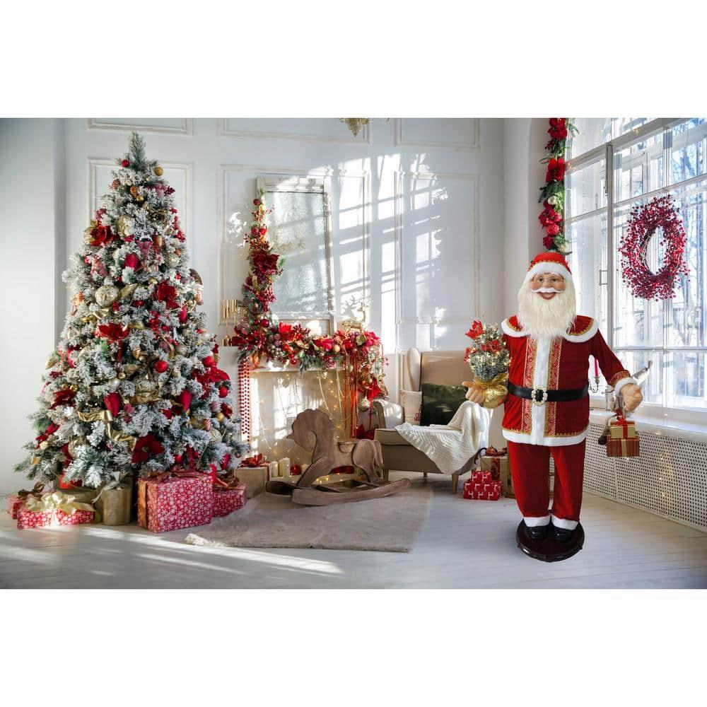 58 in. Dancing Christmas Santa Claus with Prelit Christmas Tree and Wrapped Gifts