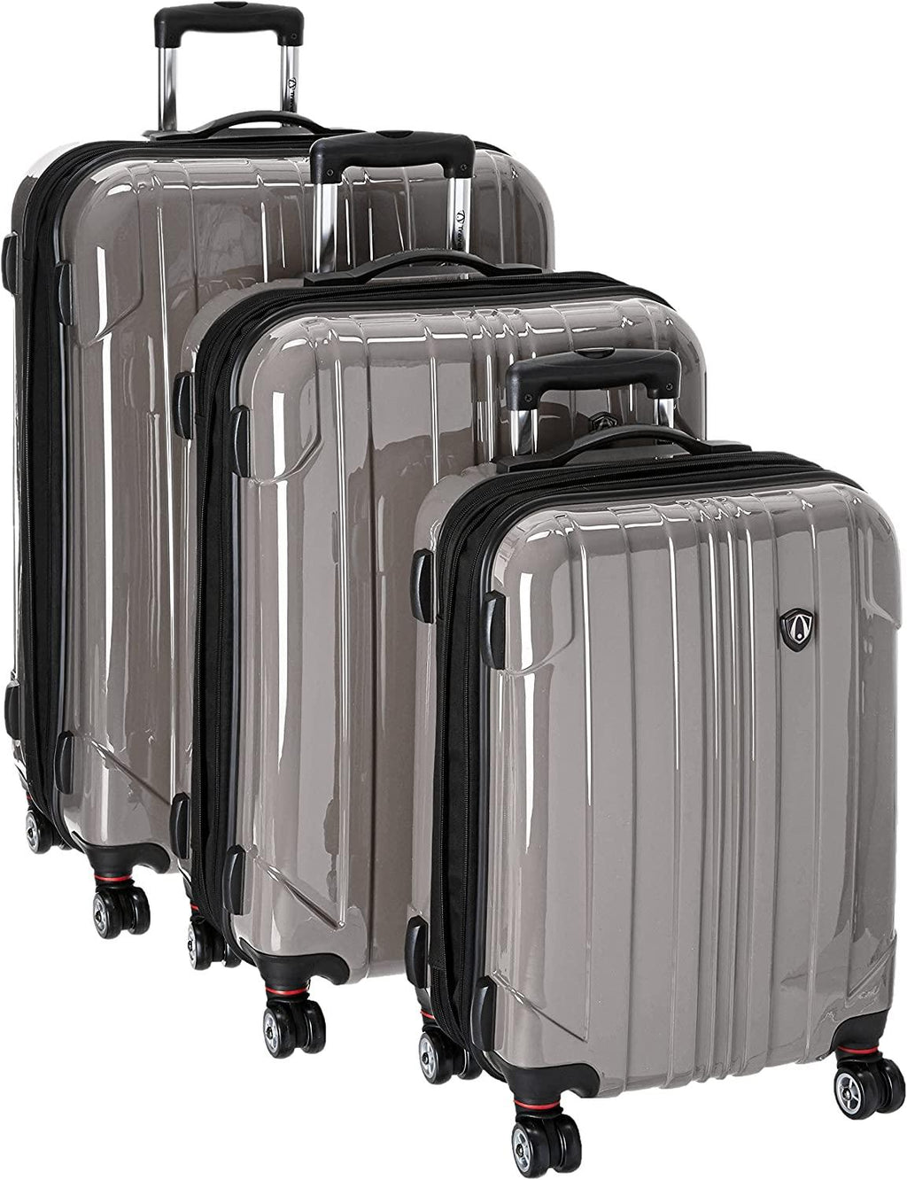 Sedona Pure Polycarbonate Expandable Spinner Luggage, Pewter, 3-Piece Set