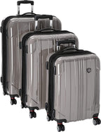 Sedona Pure Polycarbonate Expandable Spinner Luggage, Pewter, 3-Piece Set