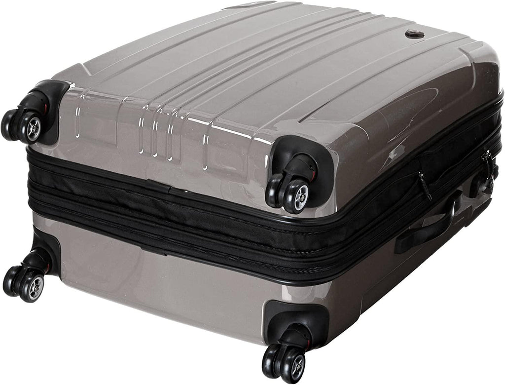 Sedona Pure Polycarbonate Expandable Spinner Luggage, Pewter, 3-Piece Set