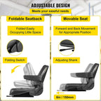 vevor universal forklift seat black pvc tractor seat, 6"/150mm adjustable mower seat foldable seat including armrests&amp;seat switch, 18.5" x 20" x 18" skid steer seat fit forklift, tractor, skid loader