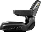 vevor universal forklift seat black pvc tractor seat, 6"/150mm adjustable mower seat foldable seat including armrests&amp;seat switch, 18.5" x 20" x 18" skid steer seat fit forklift, tractor, skid loader