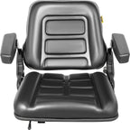 vevor universal forklift seat black pvc tractor seat, 6"/150mm adjustable mower seat foldable seat including armrests&amp;seat switch, 18.5" x 20" x 18" skid steer seat fit forklift, tractor, skid loader