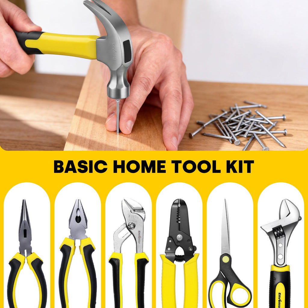 Home Tool Kit, 220 Piece Hand Tool Kit with Toolbox StoraCase, Basic Household Auto Repair Tool Set for Home Repairs Men Women DIY, Auto Maintenance, General Use, Household Repair Tools