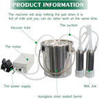 dishengzhen cow goat milking machine, 3l pulsation vacuum pump milker, automatic portable livestock milking equipment, with stainless steel bucket