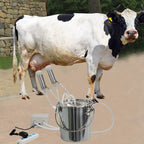 tehongmai electric milking machine for cow goat, 7l vacuum pulsation pump milker, automatic portable livestock milking equipment with 2 teat cups stainless steel bucket