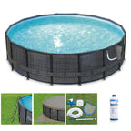 Summer Waves P4A01648B 16ft x 48in Above Ground Frame Outdoor Swimming Pool Set with Filter Pump, Pool Cover, Ladder, Ground