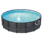 Summer Waves P4A01648B 16ft x 48in Above Ground Frame Outdoor Swimming Pool Set with Filter Pump, Pool Cover, Ladder, Ground
