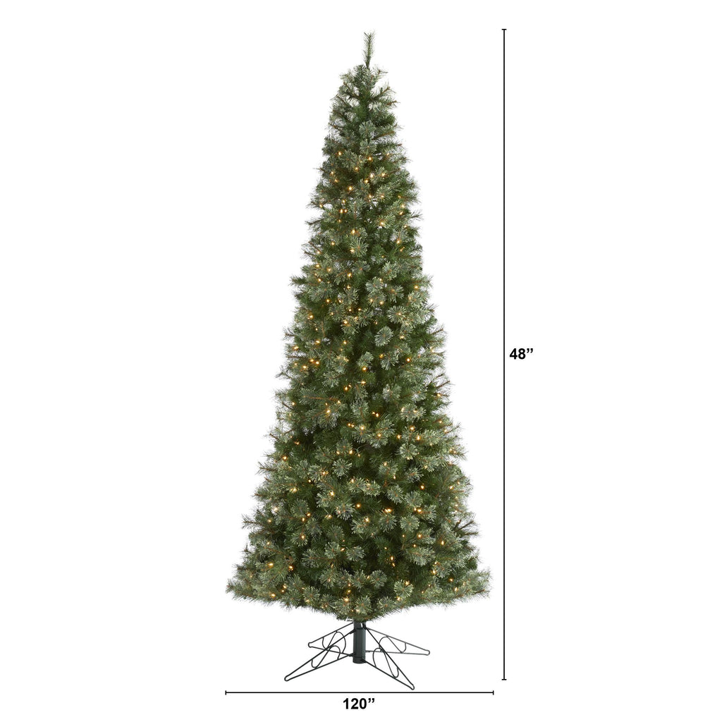 Nearly Natural Green 10' Artificial Synthetic Cashmere Slim Christmas Tree