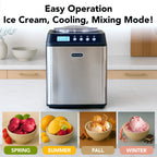Ice Cream Maker Machine Automatic 2.1 Qt. Upright with -In Compressor, LCD Digital Display & Timer, No Pre-Freezing, ICM-201SB,  Steel
