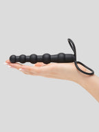 Love Rider Silicone Beaded Dual Penetrator Strap-On, Black
