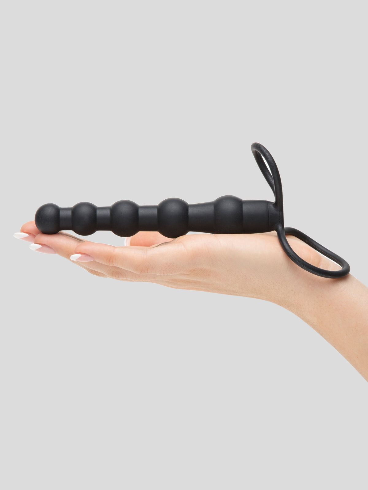 Love Rider Silicone Beaded Dual Penetrator Strap-On, Black