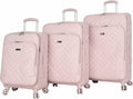 BCBG Perf-ECT Luggage - 3 Piece Softside Expandable Lightweight Spinner Suitcase Set - Travel Set includes 20-Inch Carry on, 24-Inch and 28-Inch Checked Suitcases (Quilt Pink)